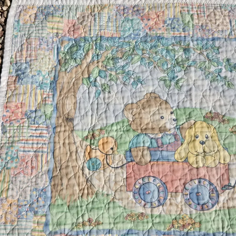 Vintage Baby Quilt‎ Soft Pastel Colors Nursery Cottagecore Approx. 42